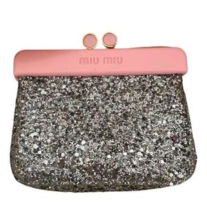 Authentic Miu Miu pink & glitter change purse   New in box